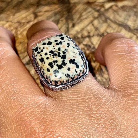 Dalmation Jasper Ring Size 7 1/2 - Picture 2 of 6
